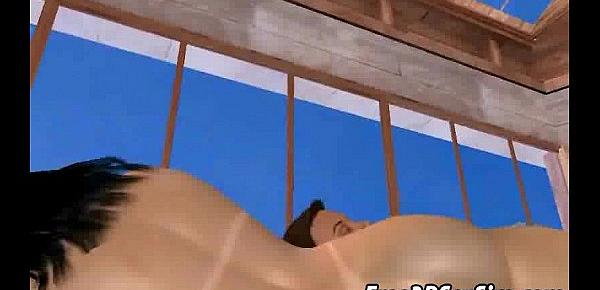  Two sexy 3D cartoon brunette babes getting fucked